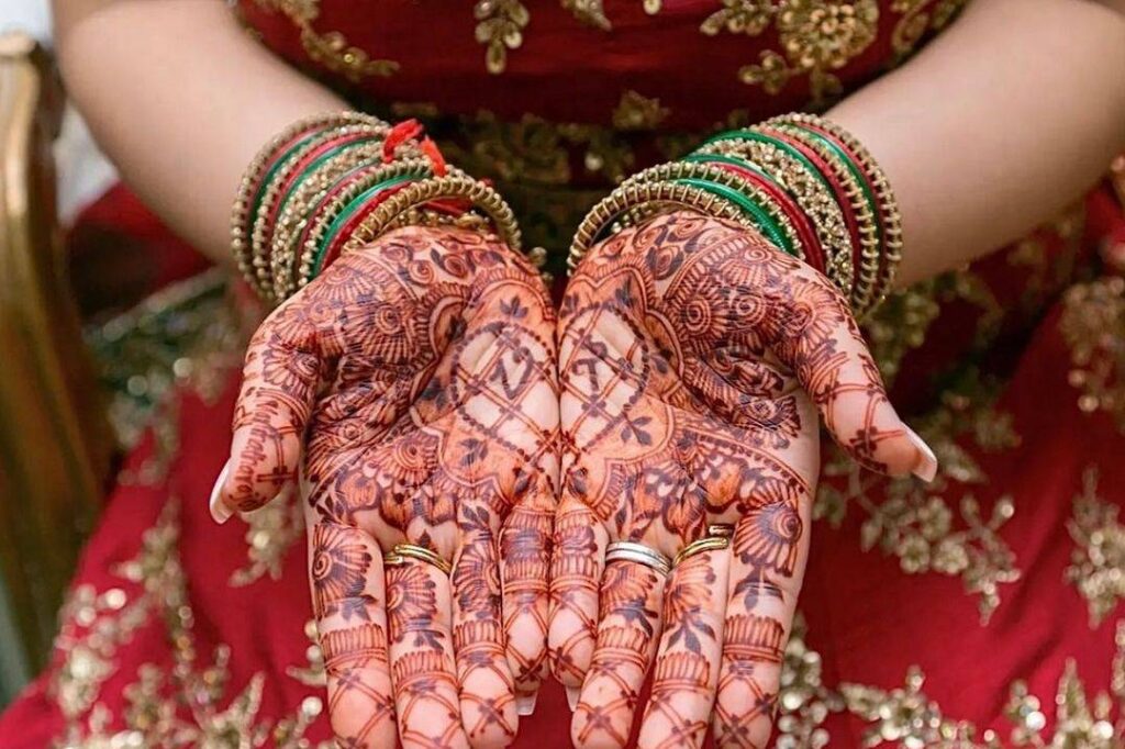 Repetitive Patterns with Flowers on End Finger Mehendi Designs